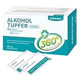 Winner Medical 75% Ethanol Alkoholtupfer,groß,4-lagige quadratische Wattepads, gut getränkt mit Alkohol,sterile Tupfer Alkohol,50 Stück Alkoholtücher(11x15cm)