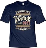 Herren Geburtstag T-Shirt - 50 Jahre - 100 Prozent Premium Vintage seit 1971 - lustige Shirts 4 Heroes blau Geschenk-Set Bedruckt mit Urk