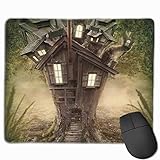 Gaming Mouse Pad Mystic Baumhaus in geheimnisvollen Waldmausmatten Anti-Rutsch-Gummibasis Mousepad Matte für Computer Laptop Bürozubehör Schreibtisch Dek
