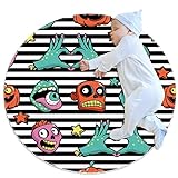 Runder Teppich für Eingangsbereich, Halloween, Kürbis-Motiv, Zombies, Comic-Stil, für den Innenbereich, Fußmatte, Läufer, Teppich, Yogamatte für Wohnzimmer, Schlafzimmer, 70