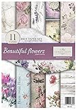 ITD Collection - Reispapier Kreativset A4 Decoupage Rice Paper Sheet 29,7 x 21 cm Serviettentechnik Mehrfarben (Beautiful Flowers)