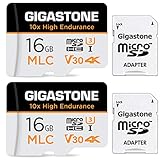 Gigastone MLC 16GB MicroSDXC Speicherkarte 2er-Pack und SD Adapter, 10x High Endurance bis zu 95/30 MB/s ideal für 4K Videoaufnahme, Kompatibel mit Dashcam Überwachungskamera, UHS-I U3 V30 Klasse 10