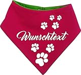 Kleiner Fratz beidseitiges Multicolor Hunde Wende- Halstuch (Fb: pink-Lime) (Gr.3 - HU 36-44 cm) mit Ihrem Wunschtex