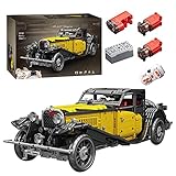 HEID Technik Oldtimer Auto Bausteine für Bugatti 50T, Mould King 13080 2.4G/APP Ferngesteuert Technik Vintage Oldtimer Modell mit 3 Motoren und Fernbedienung, Kompatibel mit Lego technic - 3564 T
