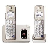 Panasonic KX-TGE222GN DECT Seniorentelefon mit Anrufbeantworter (schnurlos, hörgerätekompatibel, Großtastentelefon DUO, strahlungsarm) champag