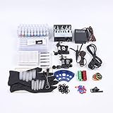 Tattoo Maschine Set mit 2 Tattoomaschine Tätowierung Komplett Set 40 Farben 50 Nadeln Fußschalter für Anfäng