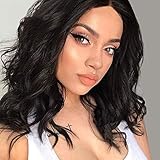 Perücke Schwarz Damen Lang Bob Locken Perücken für Afro/Frauen/Mädchen Natürliche Mittelteil Kleines Stück Spitze Perücke Party/Kostüm Lace Front Wig R004