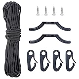 PandaHall Fahnenmast-Seil Mit Clips Kit 15m Nylon-Fallseil Mit 4 Stück Fahnen-Clip-Haken 2 Stück Seil-Klammerhaken Für Fahnenmast Repire Wäscheleine Camping Backpacker, Schw