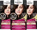 Poly Palette Schwarzkopf Intensiv Creme Coloration hochwertige Haarfarbe 800/4-0 Dunkelbraun, 3er Pack (3 x 128 ml)