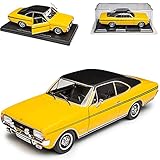 Agostini Opel Commodore A Coupe GS/E Gelb mit Schwarz 1967-1971 Mit Sockel 1/24 Modell Auto mit individiuellem Wunschk