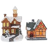 ABOOFAN 2 stücke Weihnachtsharz Haus Handwerk Leuchtendes Mini Haus Schmuck für Zuhause weihnachtsdek