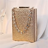 Abend Clutch Glitzer,Damen Funkelnde Clutch GeldböRse, Frauen Tragbarer Messenger Mit Strasskette Kleine Quadratische Tasche, Handtaschen füR Tanz Hochzeit Party