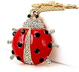 Halskette für Frauen Männer Rote Emaille Marienkäfer Käfer Kristall Tier Halsketten und Anhänger Lange Halskette für Frauen Anhänger Halskette Mädchen Jungen Geschenk