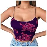 2K Crop Tops Damen, Teenager Mädchen Y2K Spitze Bustier Korsett Blume V-Ausschnitt Spaghetti Top Sexy 90er Ärmelloses Bauchfrei Tank Top Weste Bluse Hemd Frauen Cami Shirt Kurze Oberteil Streetw