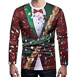 3D Druck Hoodie Weihnachten Pullover Herren Langarm Weihnachtspullover Herbst Winter T-Shirt Männer Rundhals Pulli Sweatshirt M-3XL