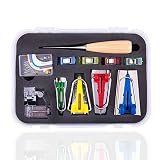 Schrägband Werkzeug Set, Bias Tape Maker, 4 Stücke Schrägbandformer mit Nähnadel, Pinnadeln, Nähenclips, Ahle, Fußpresse für Nähen / Q