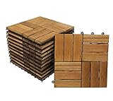 SAM Terrassenfliese 02 Akazien-Holz, 11er Spar-Set für 1m², 30x30 cm, Garten- Klickfliese, Bodenbelag, Drainag