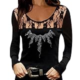 HHOP brauner Pullover Tops Damen Spitze Tunika grünes Langarmshirt Damen Kurzarm Rollkragenpullover sommerpulli Damen Longshirt mit Leggings Damen Pullover Weiss Damen Wickelbluse D