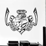 Cool Love Heart Motor Auto Auto Motorrad Motorrad Reparatur Service Garage Mechaniker Werkstatt Vinyl Wandaufkleber Aufkleber Club Studio Wohnkultur Wandb