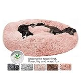 Hundebett Flauschig, Hundekissen Rund Haustierbett Donut Katzenbett Waschbar, kuschelbett Hund für Katzen Hunde (Ø 50-120cm / 7 Größen)