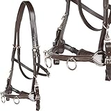 Heinick-Reitsport Französischer Profi Leder KAPPZAUM ~ Cavecon Cavesson Braun ~ mit Gebissriemen WB VB Größe Warmblut/F