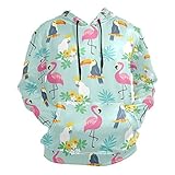 Home Lässiger Grafikdruck mit Tasche Animal Birds Flamingos Hooded Sweatshirt Herren Hoodie Long S