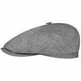 Stetson Brooklin Leinen Schirmmütze Damen/Herren - Sommercap mit Fischgratmuster - Leinenmütze Herringbone - Ballonmütze Frühjahr/Sommer grau XXL (62-63 cm)