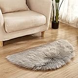 LYZL Faux Sheepskin Rugs 5-6cm Weiche flaumige Shaggy Faux Fleece-Stuhl-Abdeckung für Geburtstag, Foto-Stütze, Nicht Beleg-Matte,Grau,80×160