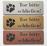 BigTrend24 Hundeschild Warnschild Tor Bitte Schließen 12x4cm Selbstklebend Gravur Schild Achtung H