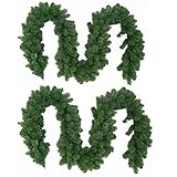 Wohaga 2er Set Künstliche Weihnachtsgirlande Tannengirlande, je 270cm, je 180 Spitzen, In- / O