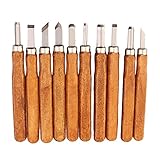 Handgefertigt Holz schnitzwerkzeug, 10 Stücke Carving Meißel Werkzeuge Craft Stechbeiteln Tranchiermesser Set für Einsteiger Holzschnitt Skulptur DIY Holz C