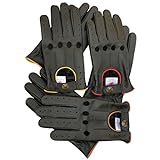 Prime 507 Echtleder-Handschuhe für Herren, qualitativ hochwertig, weich, ohne Futter, zum Autofahren, Retro-Stil, in 10 Farben erhältlich, Herren, Black(brown piping)