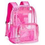 Vorspack Transparenter Rucksack aus robustem PVC, mit verstärktem Gurt, für College-Arbeitsplatz, rose, one-size,