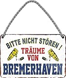 Schilderstore24 ''Träume von Bremerhaven'' 18x12cm Geschenk Lustige Sprüche Feier Vintage Geburtstag Deko Party Überraschung Fan Hockey Eishockey Liga Teamsport Verein Puck