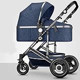 LYXY Kinderwagenwagen,Faltbarer Pramwagen,Fünf-Punkt-Sicherheitsgurt,Großkapazitäts-Aufbewahrungskorb,Stoßdämpfung Babykutsche for 0-3 Jahre altes Baby (Farbe : Blau)