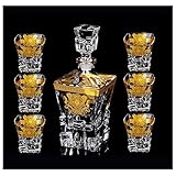 Whisky Dekanter Set Für Männer Glas Dekanter Und Kristall Whisky Tasse Kreativer Rotwein Anzug 630 Ml/290 Ml 7-Teiliges Set Whiskyg