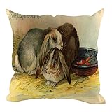 Litale Oster-Kissenbezüge, Eier, Kaninchen, Polyester, dekorativer Kissenbezug, Ostern, Heimdekoration, Sofa, 45 x 45 cm Zierkissenbezug Auto Zierkissenbezüge Kissenbezüge Kopfk