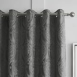 Curtina - Chateau Jacquard-Vorhänge mit Ösen, 117 x 183 cm, Schieferg