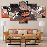 ZMZZF Leinwanddrucke Anime Sukuna Jujutsu Kaisen Poster 5 Stück Modulare Bilder Moderne Wohnkultur Malerei (Kein Rahmen) 40 * 60Cm * 2 40 * 80Cm * 2 40 * 100C