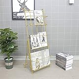 Nobrannd Zeitungsständer Eisen Minimalist Zeitung Boden Wand Kinderbilderbuch Display Display Propaganda-Rack Haus Oder Büro Lagerung Anzeige (Color : Gold, Size : One Size)