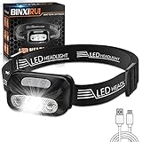 BINXIRUI Stirnlampe LED Wiederaufladbar, Adventskalender Füllung, Mini Kopflampe Geschenke, Stirnlampe zum joggen, Geschenke für Männer Kinder, Headlamp für Joggen, weihnachtsgeschenk