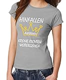- Hinfallen aufstehen Krone richten weitergehen - Girls T-Shirt Sports Grey, Größe XXL