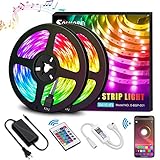 LED Strip RGB 10M LED Streifen steuerbar via App, Led stripes Lichtband Leiste Band mit Fernbedienung und Netzteil, Sync mit Musik 5050SMD 300LEDs, LED Lichterkette für Deko Hallow