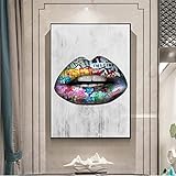 Tercc 5D Large Diamond Painting Bilder Kits für Erwachsene Sexy Lippen Groß Diamond Malere Kit Diamant Gemälde Voll Bohrer Cross Stitch Kunsthandwerk Wohnwanddekoration Square Drill 40x50cm/16x20
