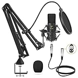 TONOR XLR Nierencharakteristik Kondensator Mikrofon Kit Professional Nieren Studio mit T20 Mikrofonarm,Mikrofonspinne,Popfilter für Aufnahme,Podcasting,Voice-Over,Streaming, Heimstudio(TC20)