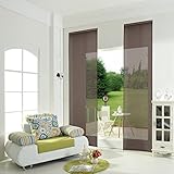 Gardinenbox.eu Schiebegardinen 2er-Set 855892-BRAUN Pack Schiebepanel, Flächenvorhang Uni mit Klettband incl. Paneelwagen, 100% Polyester, Braun, HxB 245x60 cm, 2