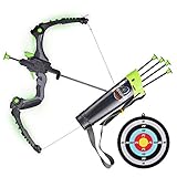 SainSmart Jr. Archery Bogenschießen-Set für Kinder, Outdoor-Jagdspiel mit 5 robusten Saugnapf-Pfeilen, leuchtendem Bogen und Sichtgerät, grü