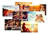 7 Premium Klappkarten 12x18cm inkl. 7 weiße Umschläge - lustige Sprüche Weisheiten Motivation Grußkarten mit Spruch Leben Liebe Freundschaft Grußkarte mit Sprüchen zum Verschenk