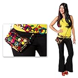 Amakando Batik Damentasche Woodstock Flower Power Damenhandtasche Schlagermove Schultertasche 60er 70er Jahre Umhängetasche Kostüm Accessoire Damen Bunte Hippie T