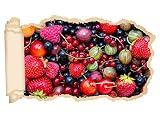3D Wandtattoo Beeren Beere Erdbeere Brombeere Tapete Wand Aufkleber Wanddurchbruch Deko Wandbild Wandsticker 11N1908, Wandbild Größe F:ca. 97cmx57